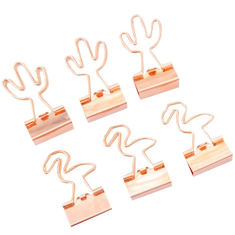 Coloffice 4 шт./компл. креативные зажимы-скобы из розового золота с фламинго зажимы для