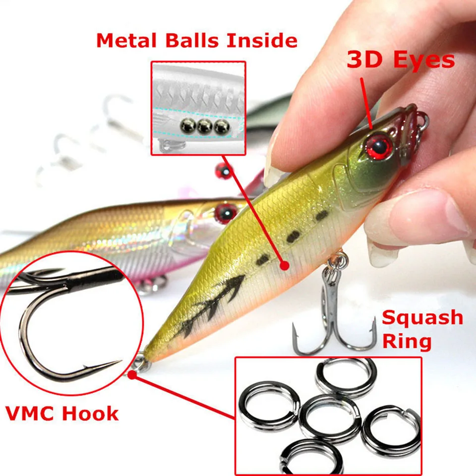 Ходить Рыба 1 шт. Поппер приманки с колючей рыболовные снасти 7 см 2g реалистичные 3D