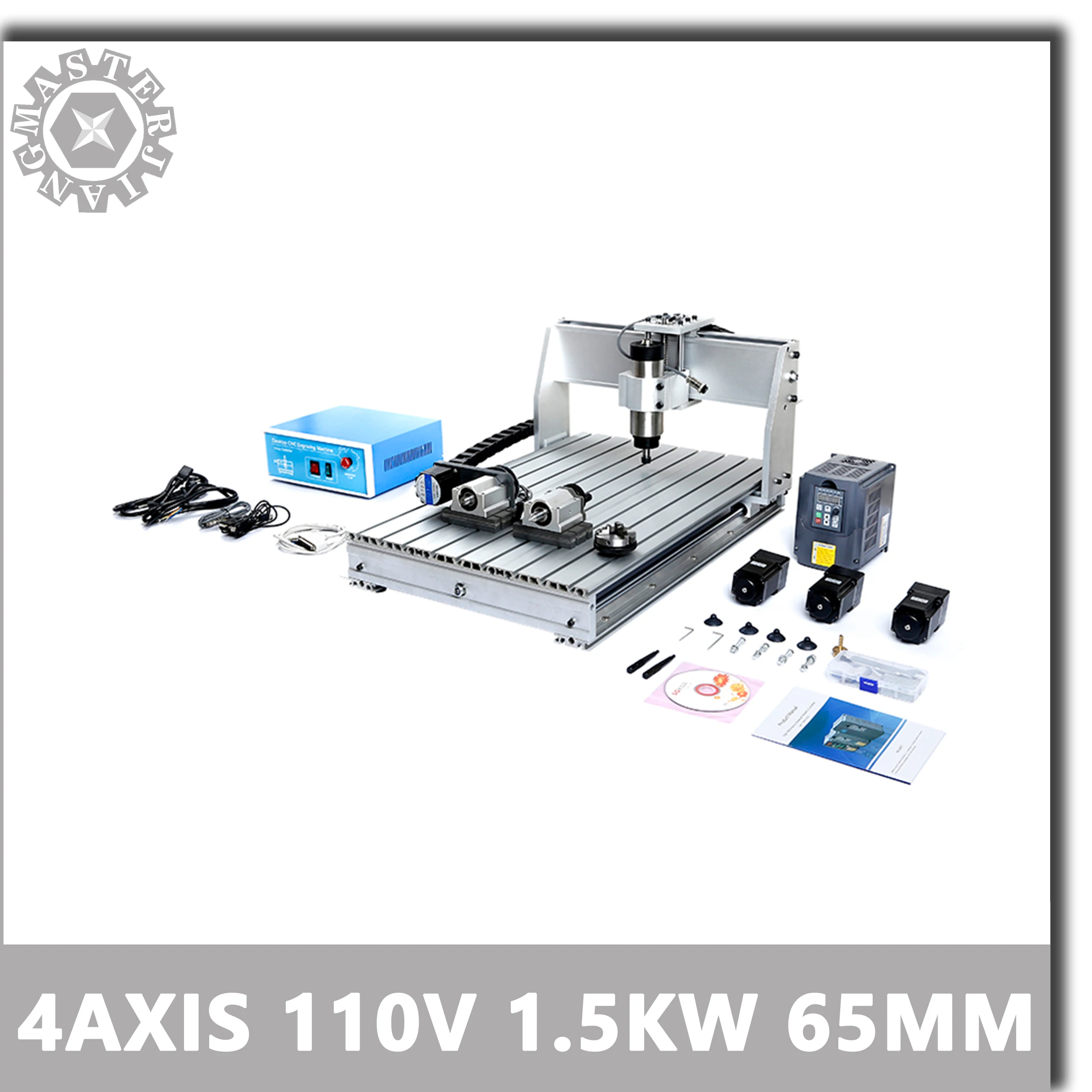 XYZA 110 В 1 5 кВт 65 мм шпиндель воздушного охлаждения HY VFD 4 оси 6040T CNC машина с