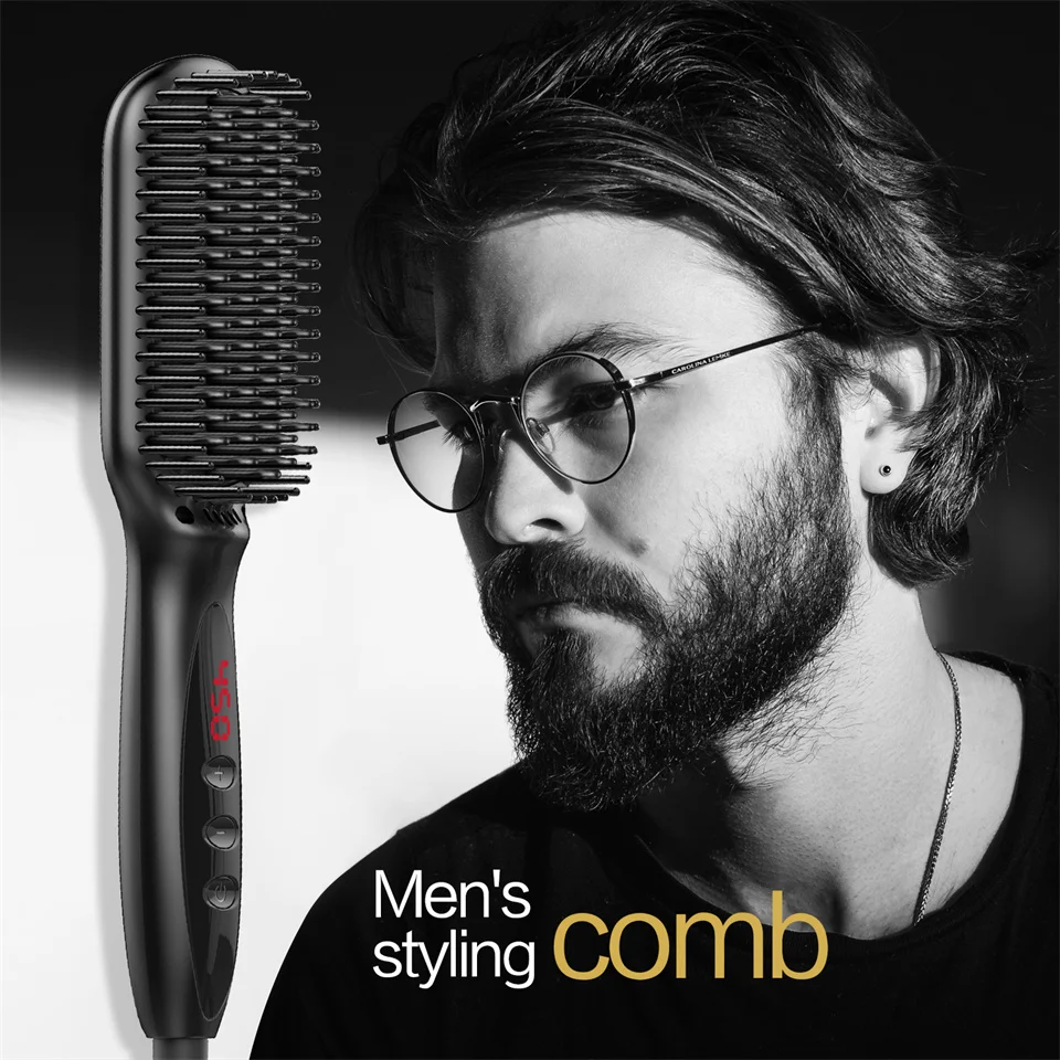 

Beard Comb Bristle Brush Beard Hair Curler Straightener Roll Dual-Purpose Hair Stick Men Straight Hair Comb Escova Alisadora