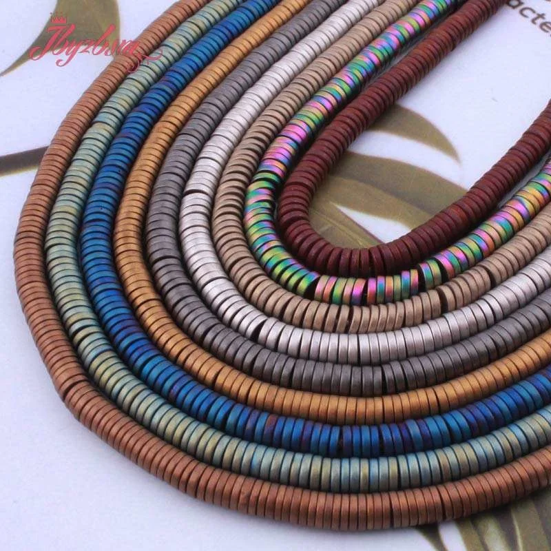 1x4mm Natural Hematite Bead Forst Rondelle Button Loose Stone Beads For Jewelry Making DIY Necklace Bracelet Spacer Strand 15&quot |