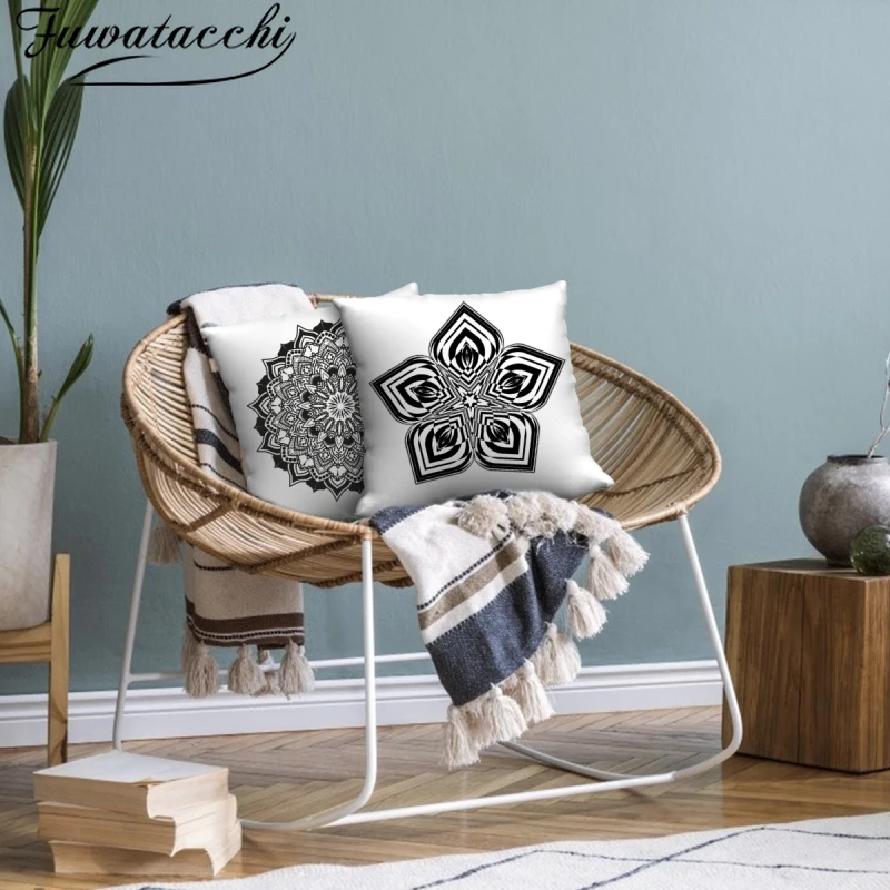 

Fuwatacchi Black Mandala Cushion Covers Geometric Pattern Throw Pillowcases Decorations for Home Sofa Living Room Pillow Covers
