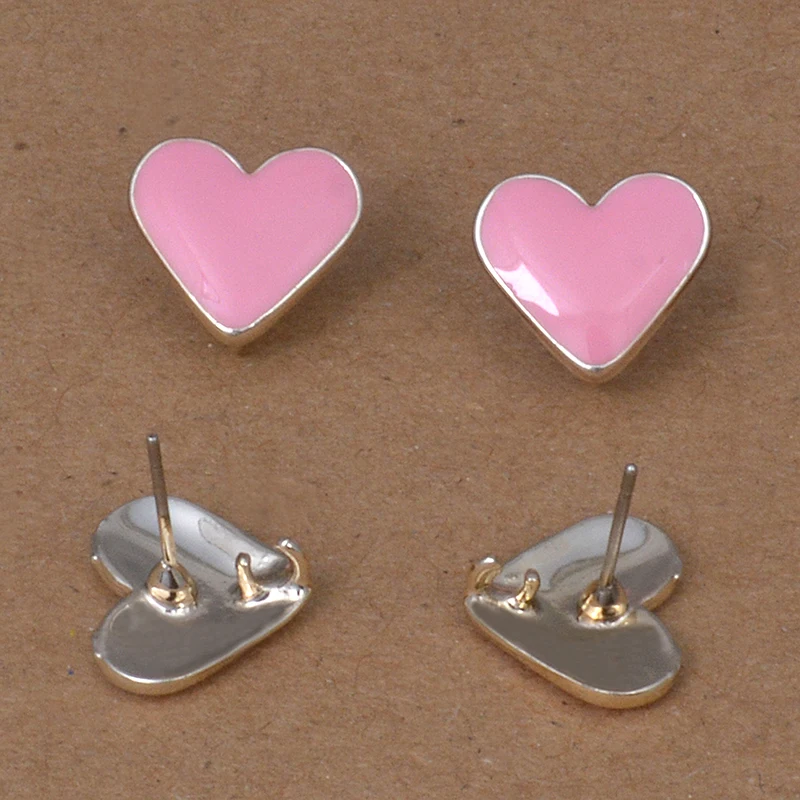 13mm 4pcs/lot Acetic Acid Pink Heart Earring Base Connectors For DIY Earrings Jewelry Making Finding Accessories | Украшения и