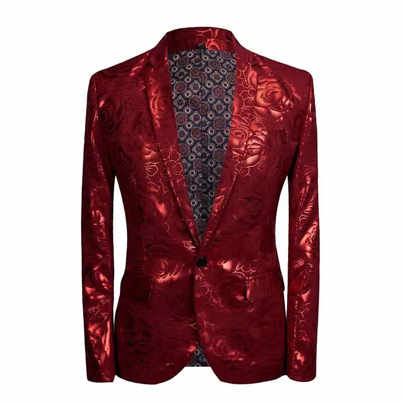Стильный повседневный блейзер с рисунком красной розы, мужской Костюмный пиджак, облегающее модное пальто в британском стиле для джентльме... от AliExpress RU&CIS NEW