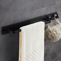 toilet towel bar black clothes hook bathroom space aluminum towel rack single pole wall hanging