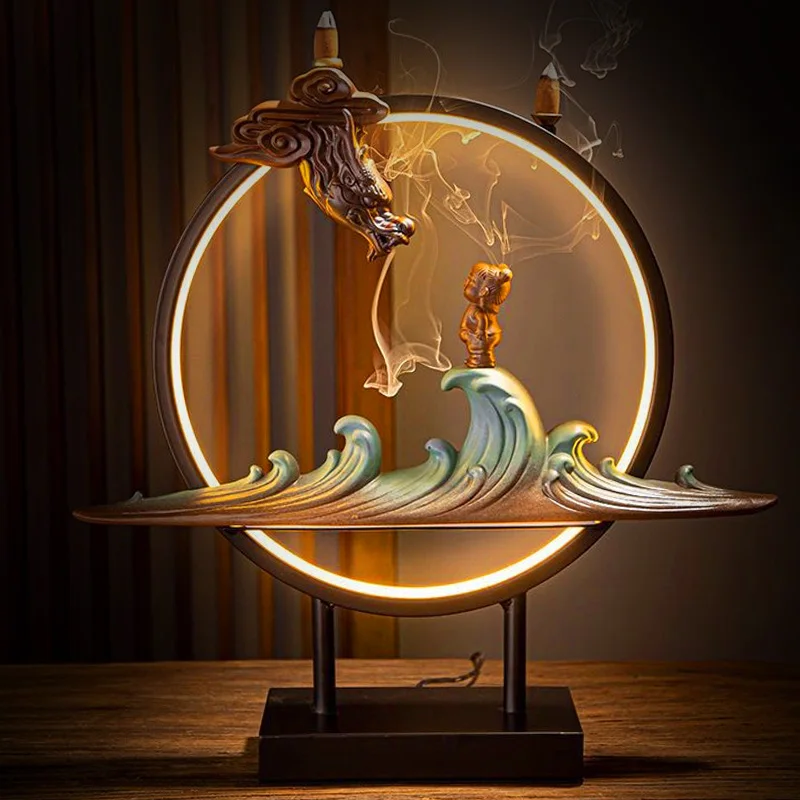 

Новая роскошная курильница, Дымчатая светодиодная подсветка, креативная Античная курильница с драконом, высокое качество, бронзовый декор ...