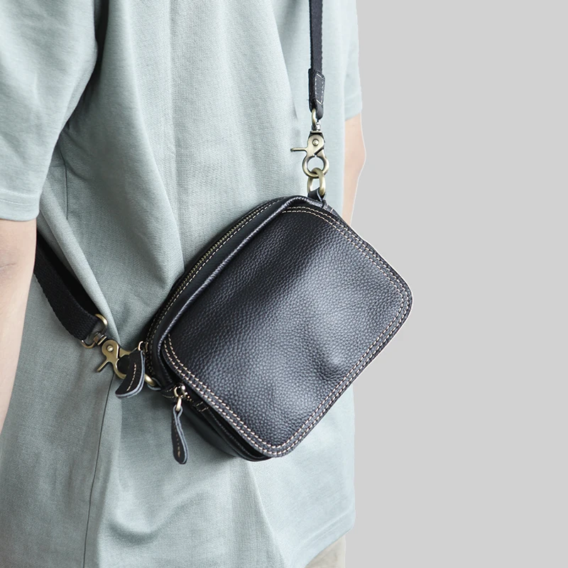 LANSPACE мужская кожаная сумка на плечо из натуральной кожи Маленькая