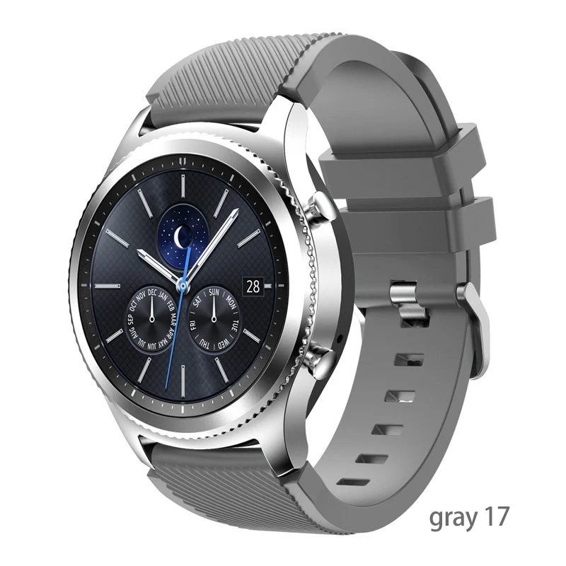 gray 17 20 22 мм ремешок для часов Galaxy watch 46 мм 42 мм active 2 samsung gear S3 Frontier ремешок huawei watch GT ремешок Amazfit bip 47 44 40 - Цвет ремешка: gray 17