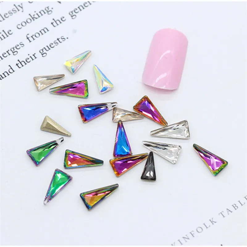 5 шт. 5*11 мм треугольная форма плоская задняя сторона кристаллы AB стразы для