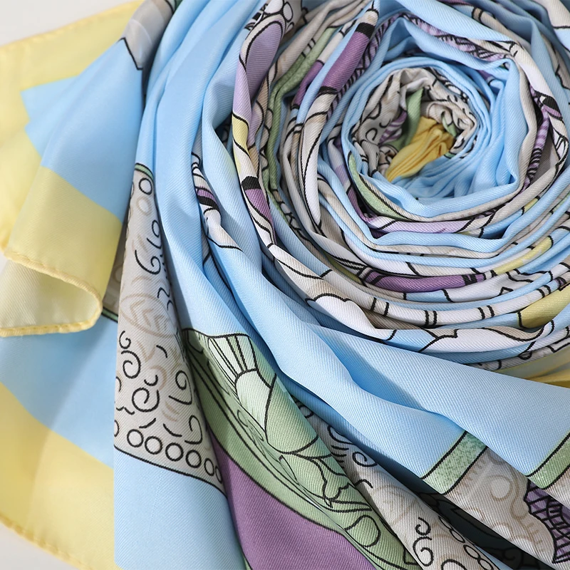 

[FEILEDIS] 2019 Women Large Shawls Print Stoles Square Bandana Luxury Brand Kerchief Scarf Female High quality soft scarf AS0823