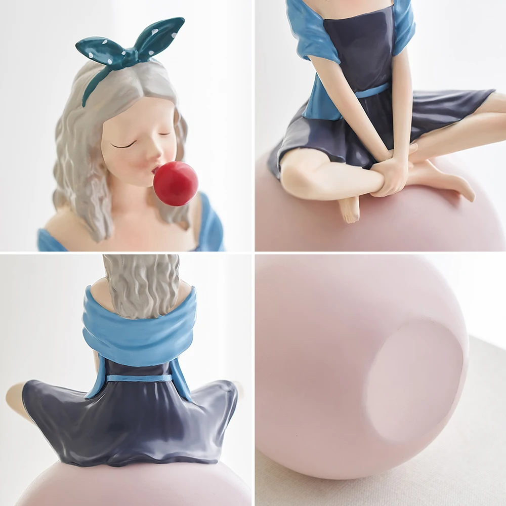 

Modern Home Decor Bubble Girl Resin Statue Desk Decoration Home Girl Bedroom Office Decoration Garden Angel Kids Birthday Gifts