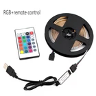 Светодиодная лента RGB 3528SMD с питанием от USB, 5 в постоянного тока, гибкая светильник одная лента, лента для телевизора, гирлянда с подсветкой, декоративные неоновые лампы для дома 203