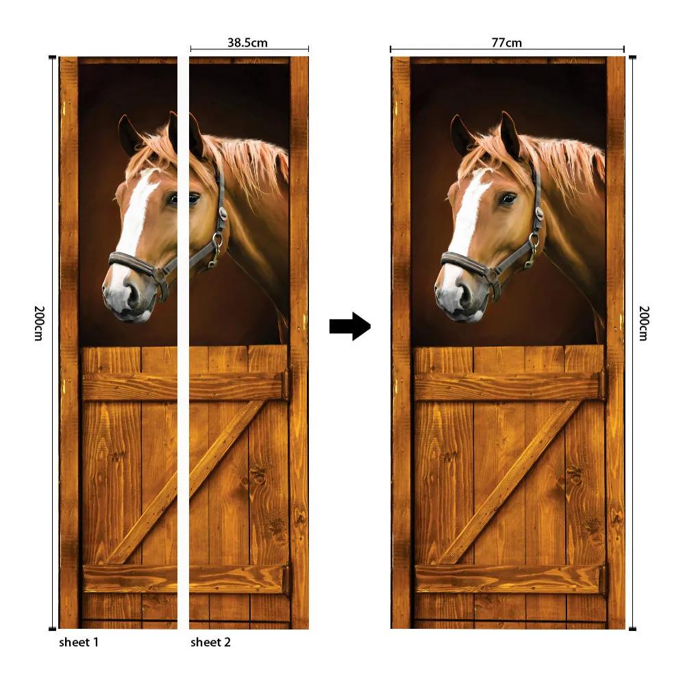 

Foreign trade supply direct selling charm set creative environmental protection 3D horse door stickers refurbished self-adhesive