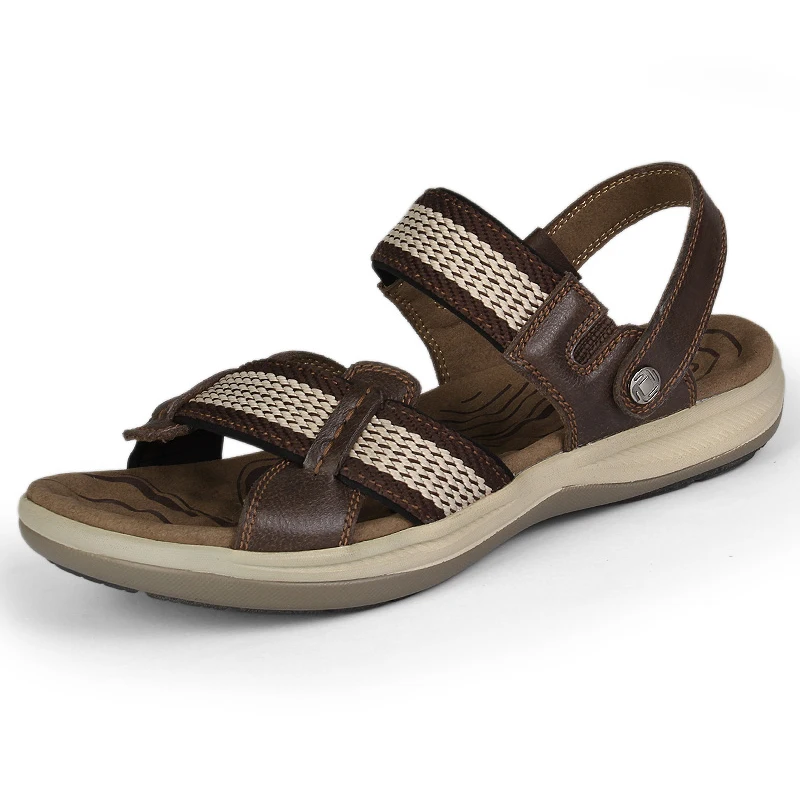 Сандалии мужские из натуральной кожи без застежки повседневные босоножки для