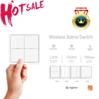 Кнопочный беспроводной кнопочный переключатель, 4 клавиши, ZigBee, работает от батареи, автоматизация, для устройств Tuya