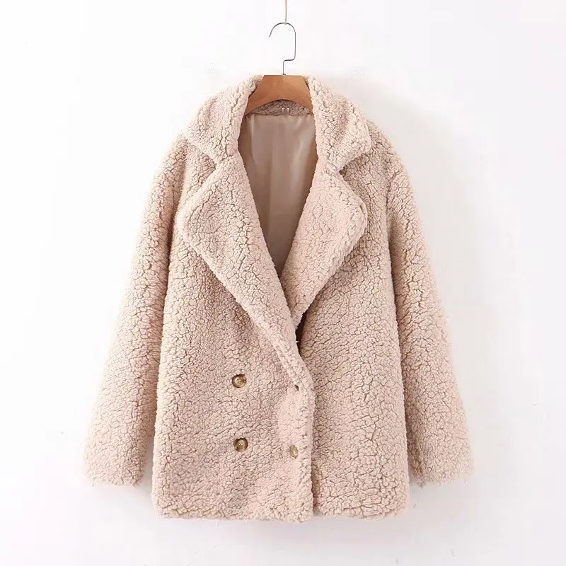 2019 женское Однотонное шерстяное пальто с гранулированным покрытием