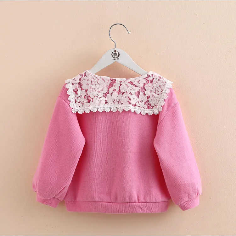 

2020 Sweatshirts Baby Girls Lacework Toddler Kids Sweatshirts Children's O Neck Long Sleeves Patchwork Hoodies Clothes DE7
