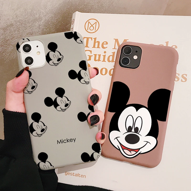Чехол для телефона iPhone 11 Pro XR X Xs Max 8 7 6 Plus 6S 5S SE матовый Силиконовый чехол с мультяшной мышкой мягкая задняя крышка