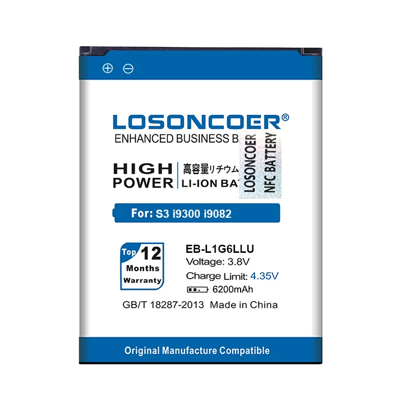 Батарея EB-L1G6LLU NFC 6200 мАч для Samsung S3 I9308 I9305 I9082 I9080 I9128E I9060 I9301 i9300/i i9128V i879 I535 T999 L710 R530 |