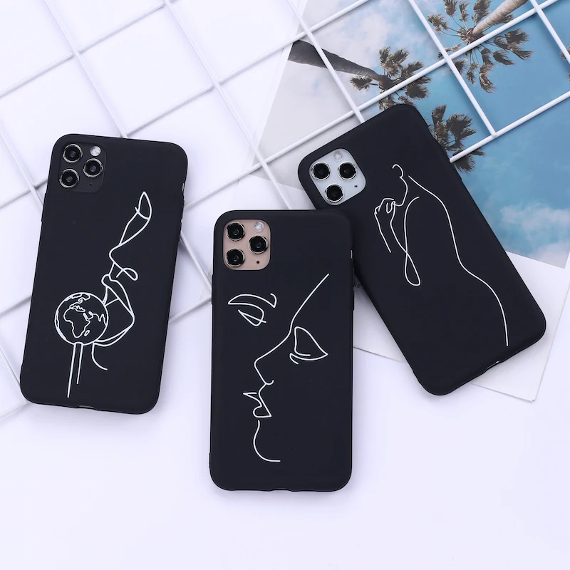 Elegant Beauty Curved Line Phone Cover For iPhone 14 14ProMax 14Plus 13Promax 13 12 11 Soft Silicone Case Fundas