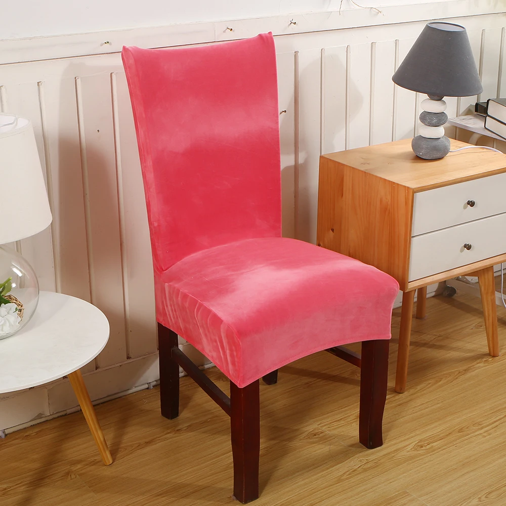 Бархатный Чехол из спандекса для обеденного стула пылезащитные эластичные чехлы