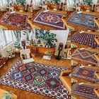 Коврик в стиле бохо в персидском стиле, мягкий коврик для гостиной в марокканском стиле ретро, для спальни, гостиной, прямоугольный декоративный коврик, домашний декор