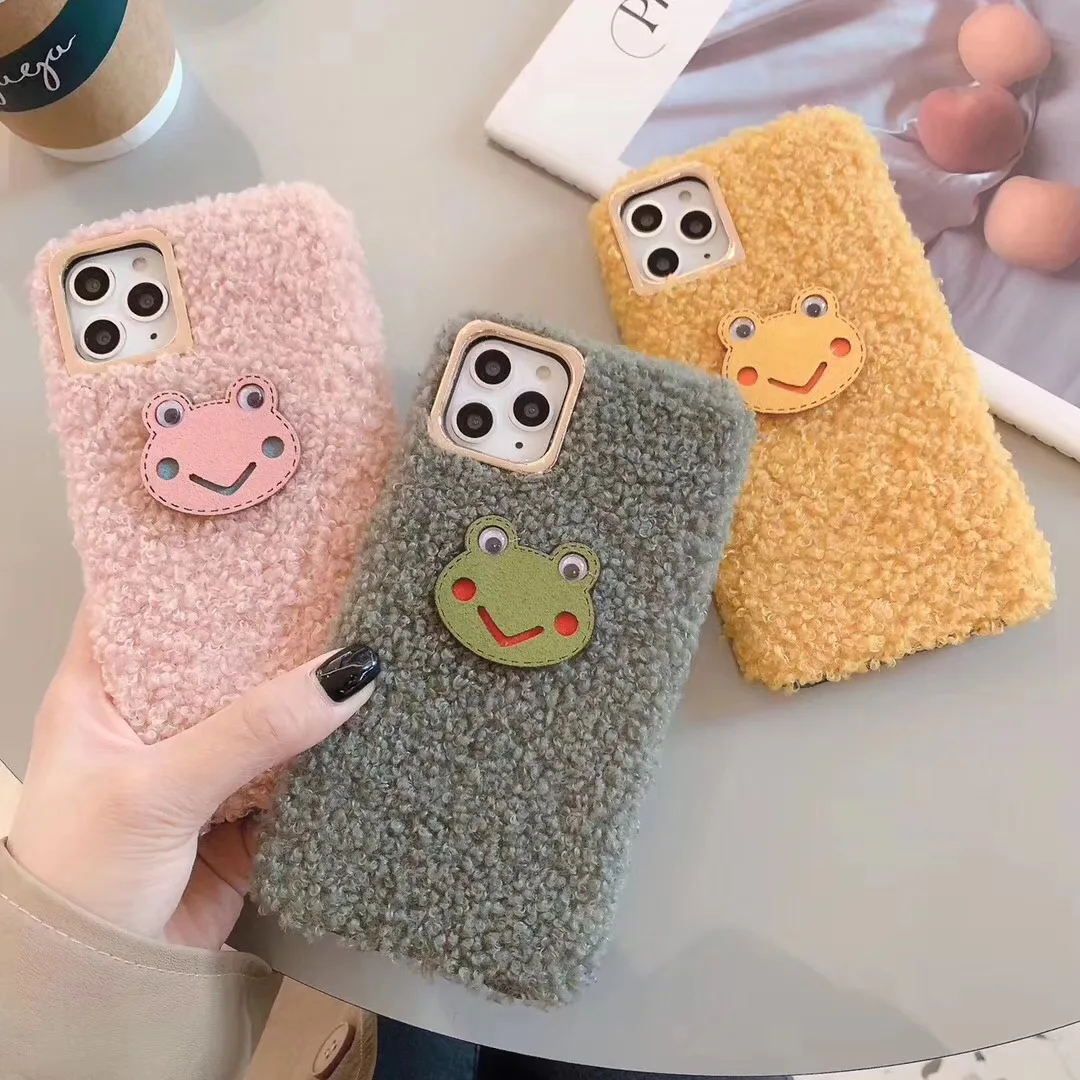 Милый чехол с лягушкой для IPhone 11 Pro Max рождеством плюшевый XR X XS 6 S 7 8 Plus пушистый