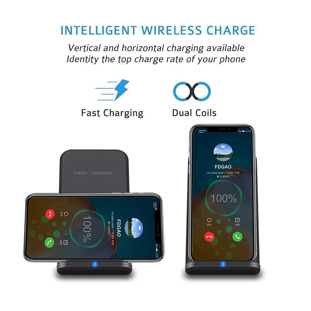 dcae 30w qi wireless charger stand for iphone 13 12 11 x xr 8 induction type c fast charge dock for samsung s20 s10 phone holder free global shipping