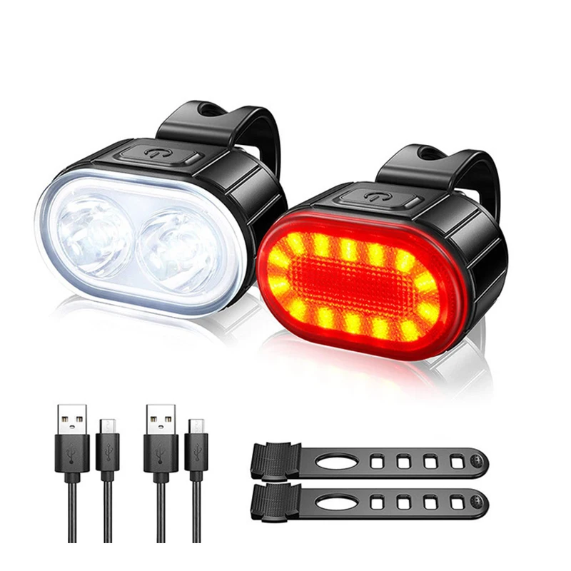 

Комплект велосипедных передних и задних фонарей, зарядсветильник через USB, задний фонарь для горного велосипеда, водонепроницаемые светоди...