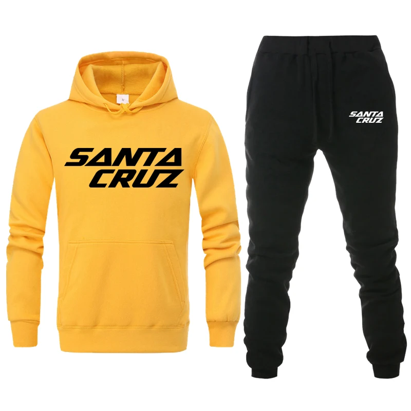 

Santa Cruz Letter Print Hoodies Sweatshirt Men/Women Tracksuit+Sweatpant Set New 2021 Casual Hip Hop Hoodie Male Hooded Pullover