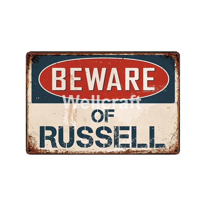 

[WellCraft] Будьте в курсе Расселла, металлическая табличка, настенные оловянные плакаты, винтажная живопись, индивидуальный Декор