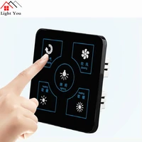 5 in 1 multifunction smart touch yuba switch socket 5 gang bathroom universal waterproof smart touch screen 8686mm