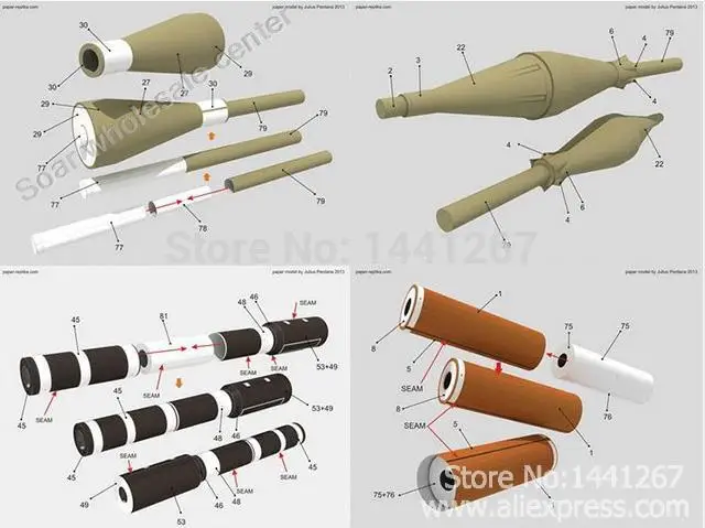 3D Бумага модель RPG 7 гранатомет может собрать огнестрельное оружие готовой Длина
