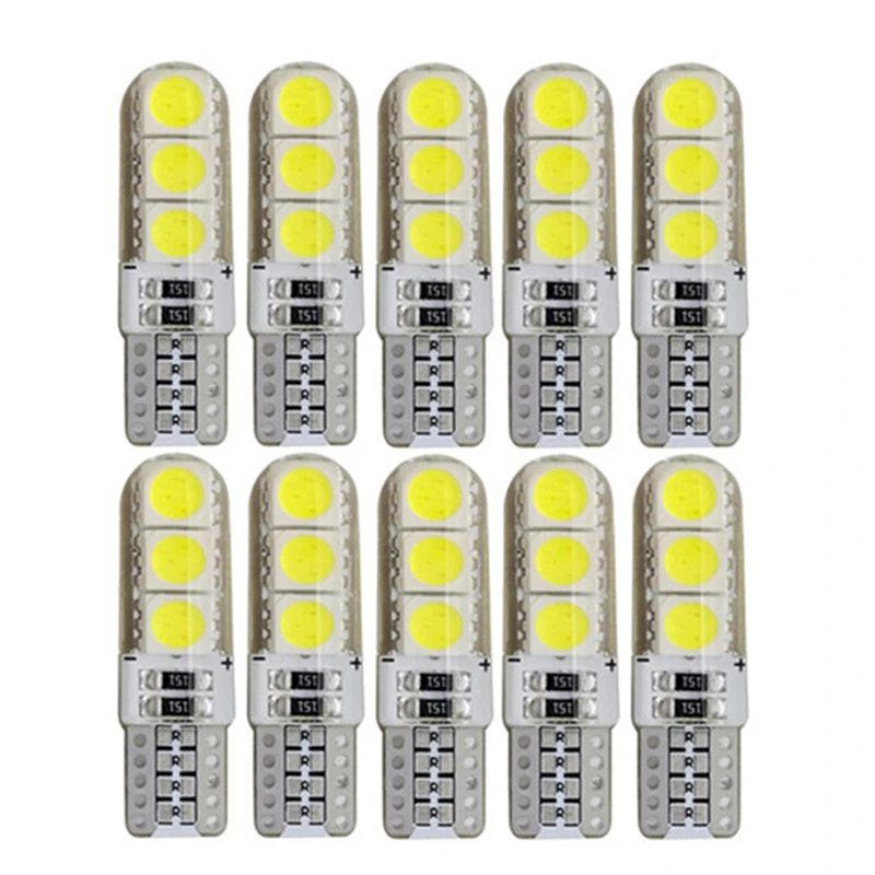 150 шт. Canbus Автомобильный светодиодный T10 5050 6 SMD силиконовый W5W 194 парковый