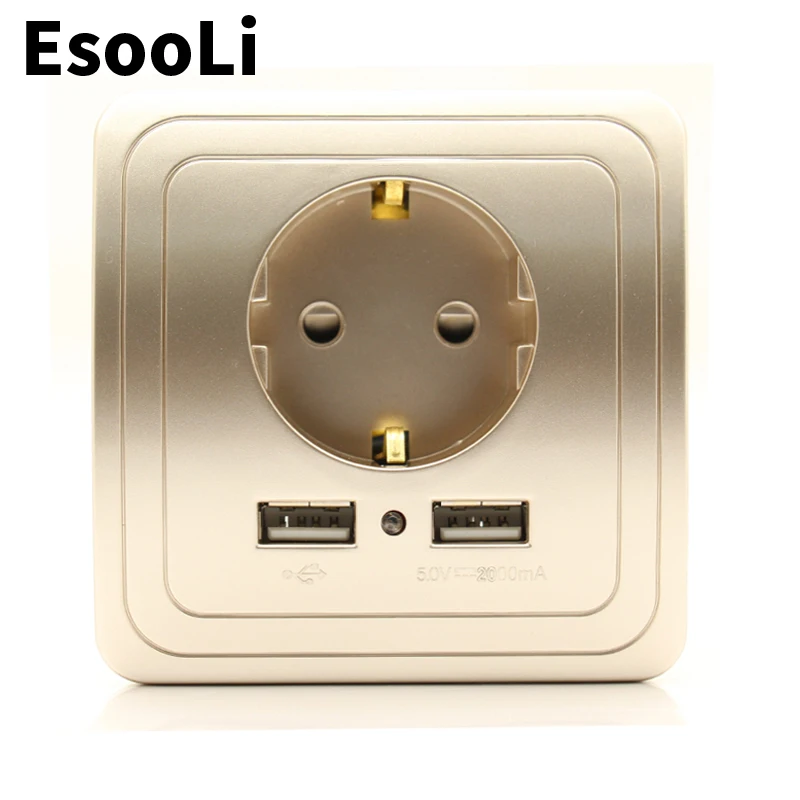 EsooLi серый умный дом двойной USB порт настенное зарядное устройство адаптер для