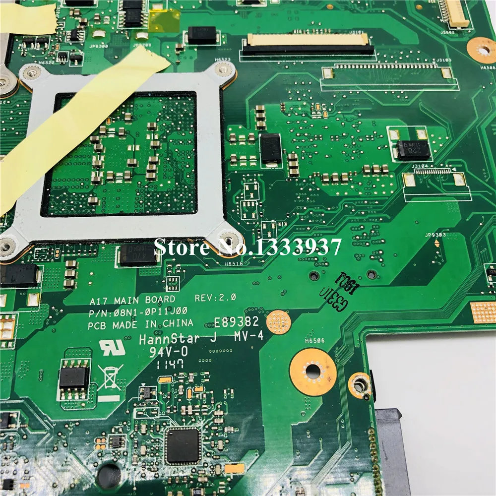 Материнская плата для ноутбука MSI CX640DX ASUS A17 материнская 08N1-0P11J00 100% протестирована