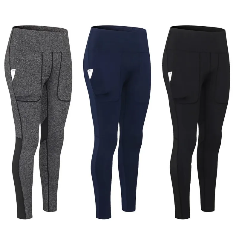 

Women's Sports Pants High Waist Fitness Running Quick-Dry High-Stretchy Leggings Fashion Color Block Pants With Pocket