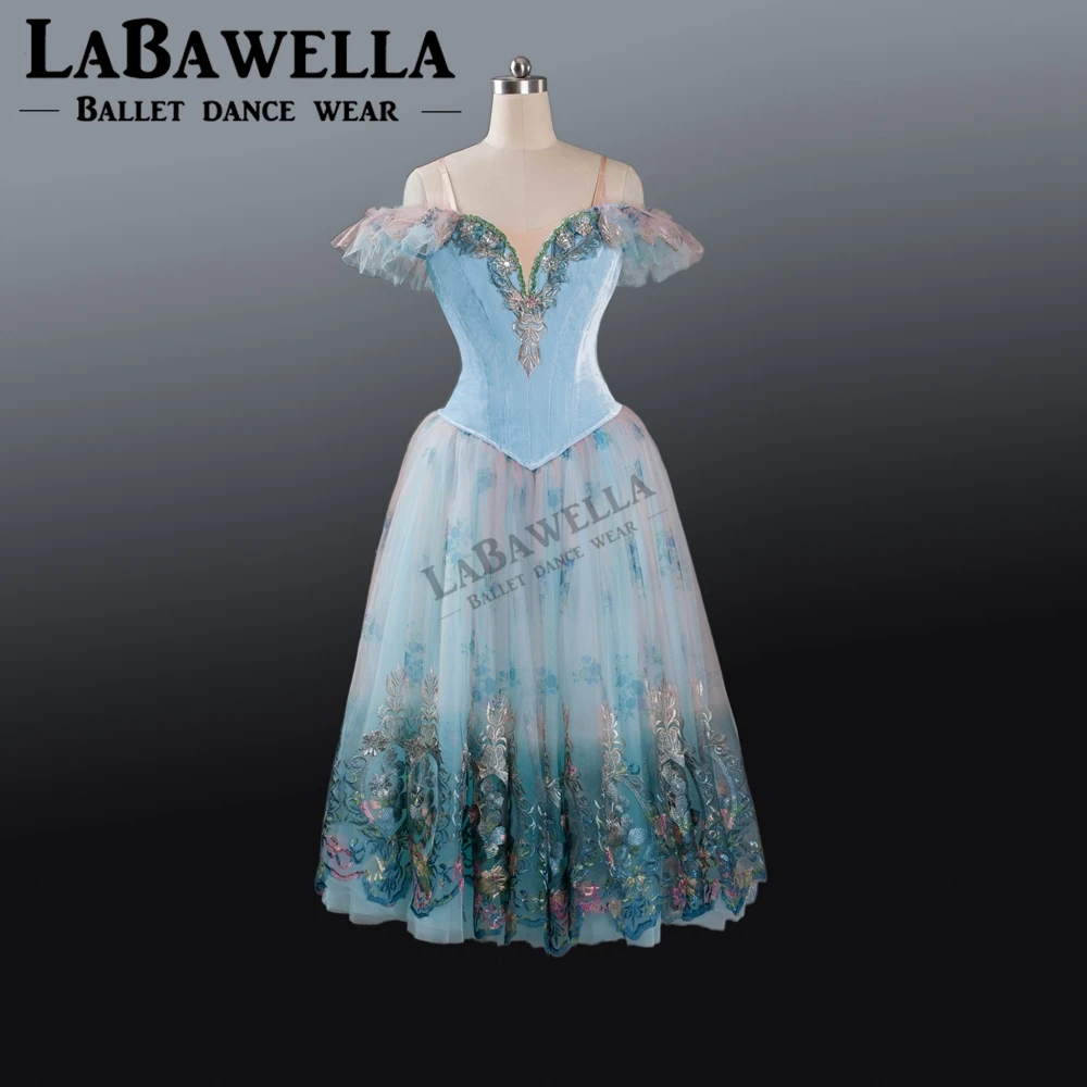 Женский Классический сценический костюм для выступлений голубое бархатное