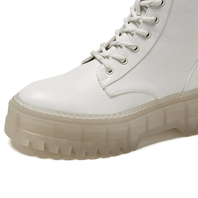 Женские ботильоны на платформе Полусапожки из натуральной кожи Прозрачные