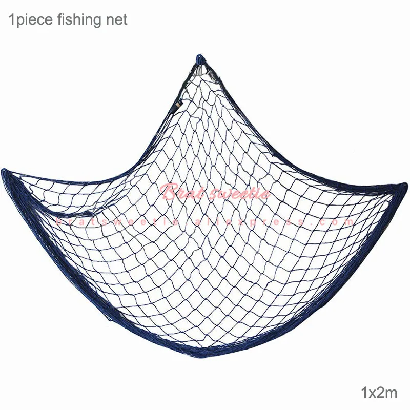 1x2m navy net Nautical Mermaid Party Fishing Nets with Sea Shells and Anchor Under the Sea Decorative Background Wall Home Decoration Supplies - Цвет: 1x2m navy net