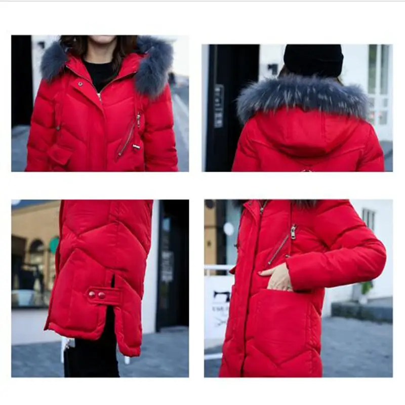 2019 winter women hooded coat fur collar thicken warm long jacket female outerwear parka ladies chaqueta feminino
