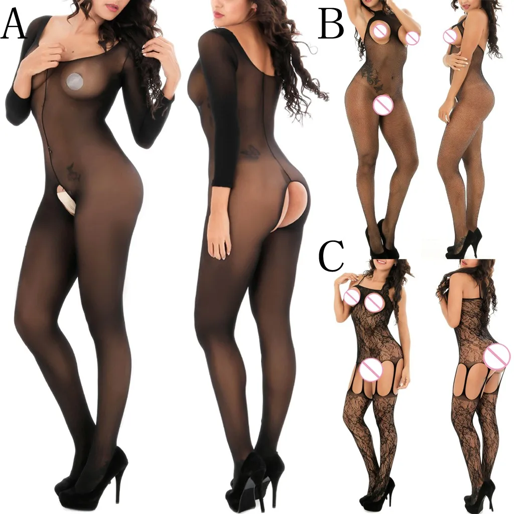 

Women's Long Sleeve Lace Stockings Sexy Lingerie Babydoll Bodysuit Open Crotch Tights Soft Nightwear Clubwear Lingerie A20