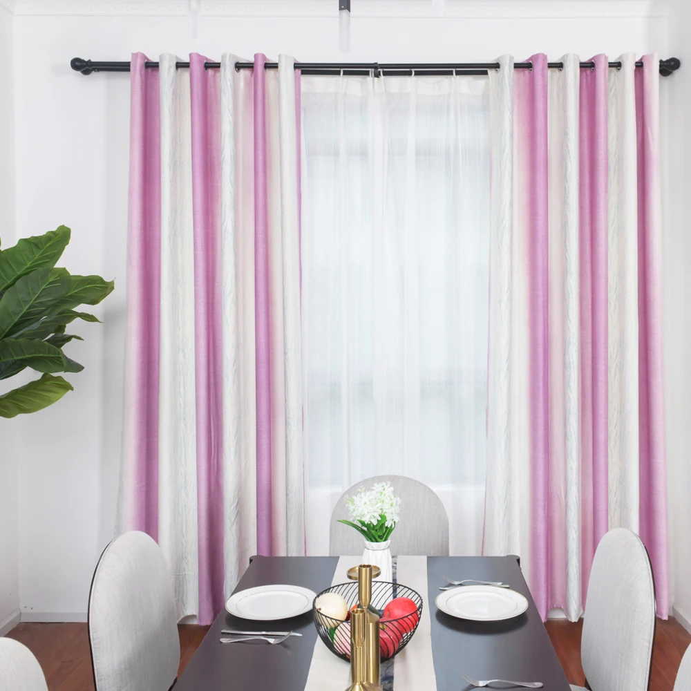 Скандинавские Инс синие полосатые затемненные Занавески Из Органзы отвесные