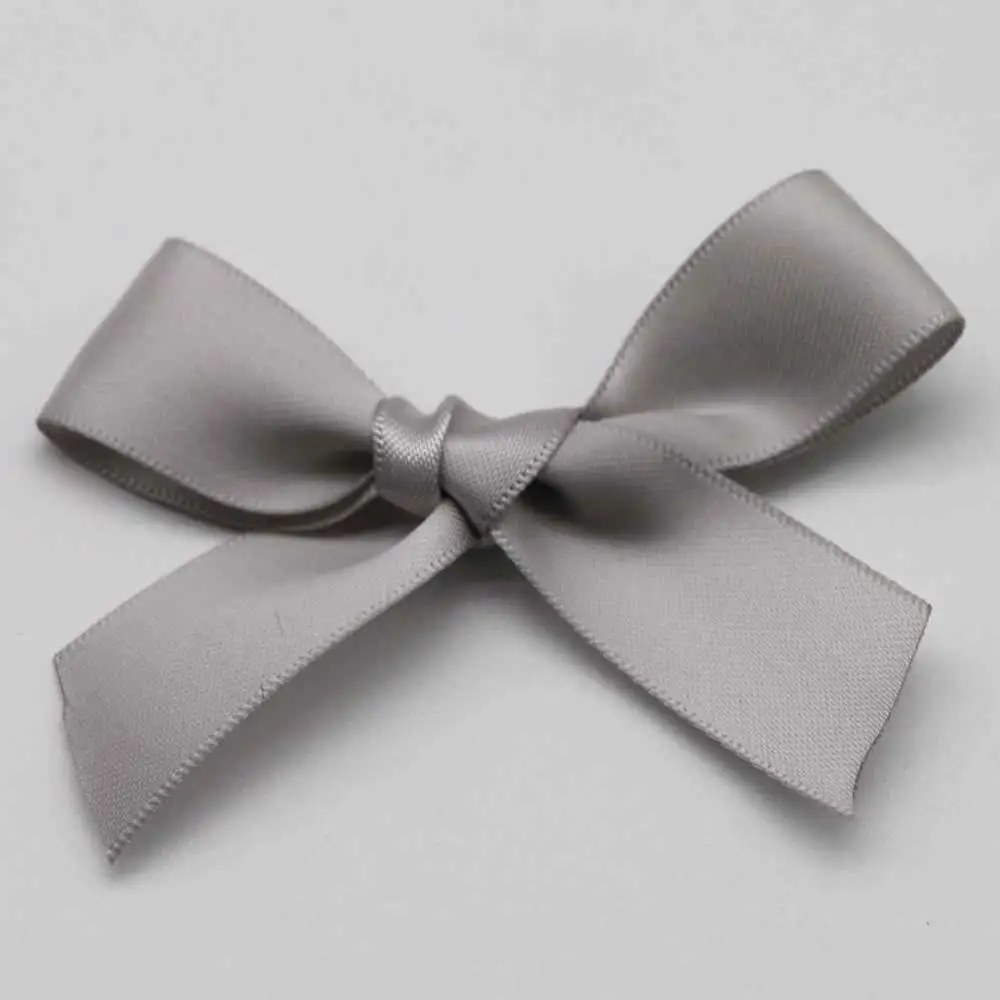 silver color 100 шт атласная лента ручной работы атласная мини-лента банты с цветами Лента бант для упаковки ремесло свадебное украшение 10 мм ширина бант - Цвет: silver color