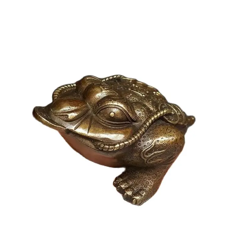 Antique Bronze Copper Three Foot Seven Lucky Toad Feng Shui Ornaments Craft  Decorative Ornaments Home Furnishing Antique