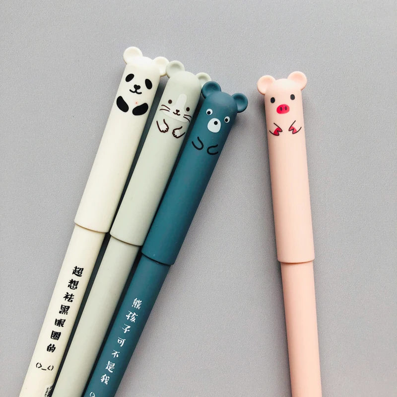 1 шт. Kawaii свинья панда мышь Медведь стираемый бархат гелевая ручка Канцелярия для учеников синий