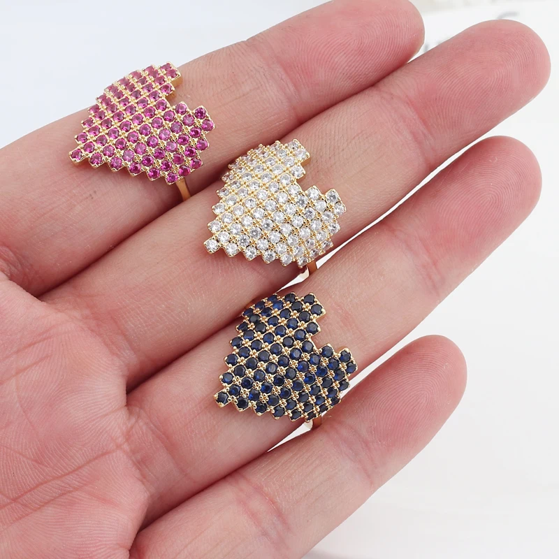 Bohemian Heart Gold Clor Rings For Women BOHO Love Micro Cubic Zirconia Ring 2021 Female Finger Statement Fashion Jewelry |