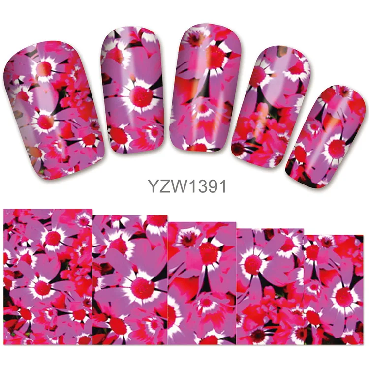 YZW-1391 3D рельефные наклейки на ногти Цветок Клей DIY дизайн цветочный узор маникюр слайдер ногтей Советы Декоративные наклейки - Цвет: YZW-1391