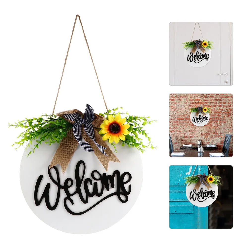 

Welcome Sunflower Door Sign Pendant Hanging Doorplate Decorative Hanging Ornament
