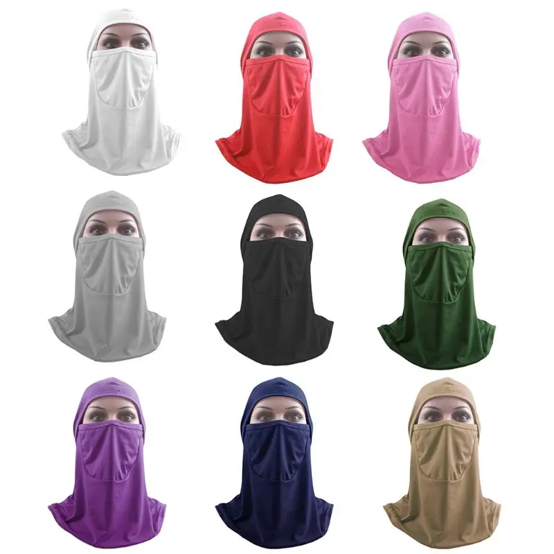 

Women Solid Color Full Cover Face Veil Hijab Muslim Niqab Head Scarf One Piece Islamic Arab Cotton Bonnet Shawl Cap